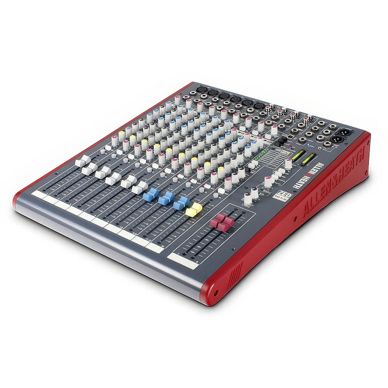 ZED12FX 6-Mic/Line 3-Stereo i/p USB FX Desk Sonar LE SW Mixer top angled view