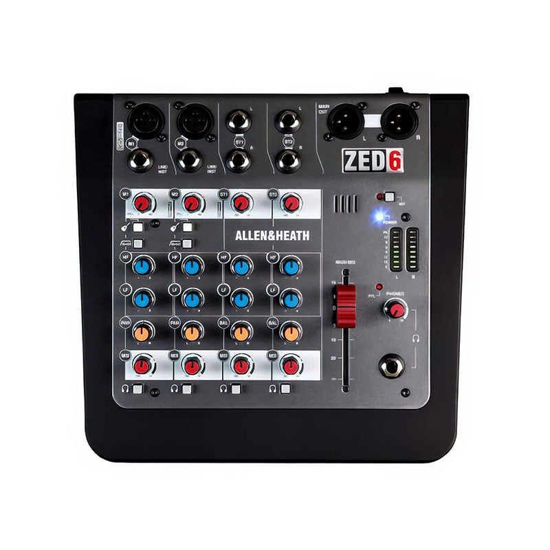 ZED6 2-Mic/Line 2 Stereo i/p Console with 60mm Faders top view