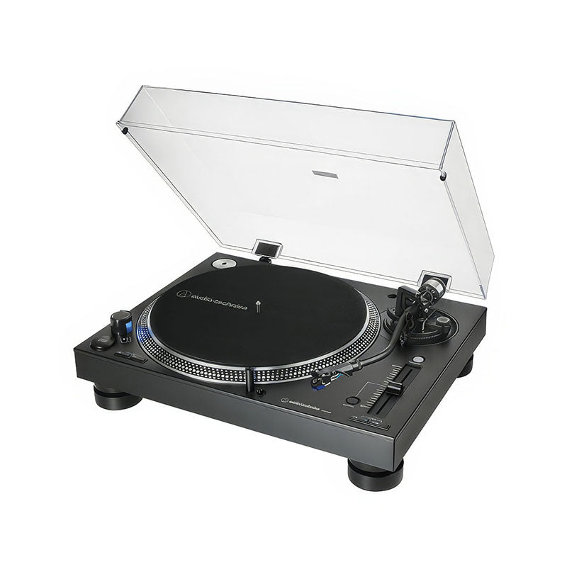 AT-LP140XPB PRO Direct Drive Turntable Inc Cartridge Black front angle view