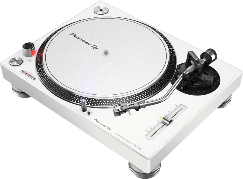 PLX-500 WHITE PRO DJ Hi Torq S-Tonearm Direct Drive Turntable top angle view